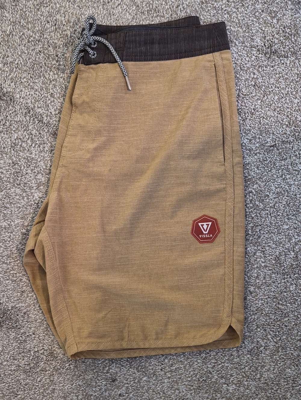 VISSLA Tan Boardshorts with Dark Contrast Waistband